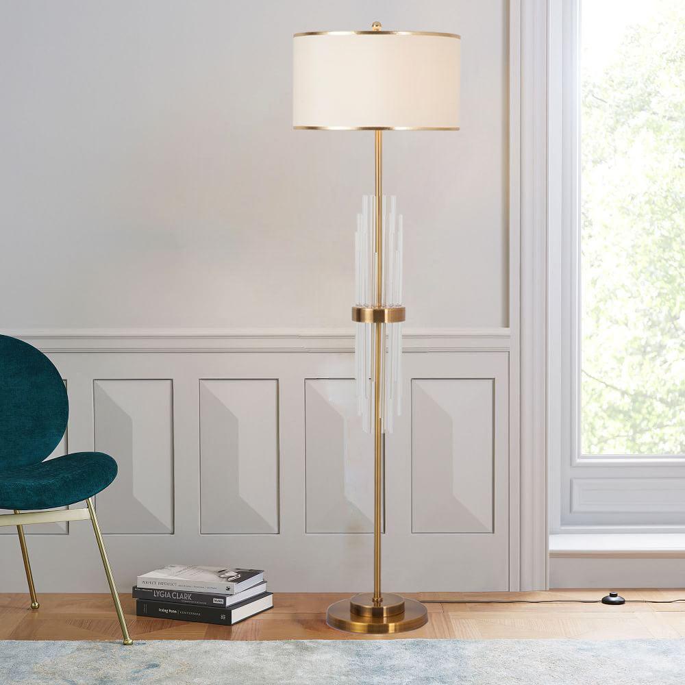 Regalian eigentijdse vloerlamp van textiel in goudkleurige afwerking