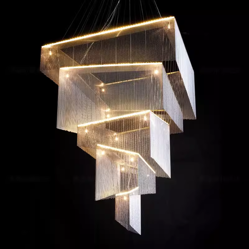 Caeluvyn Postmoderne kroonluchter met ketting en tassel van metaal