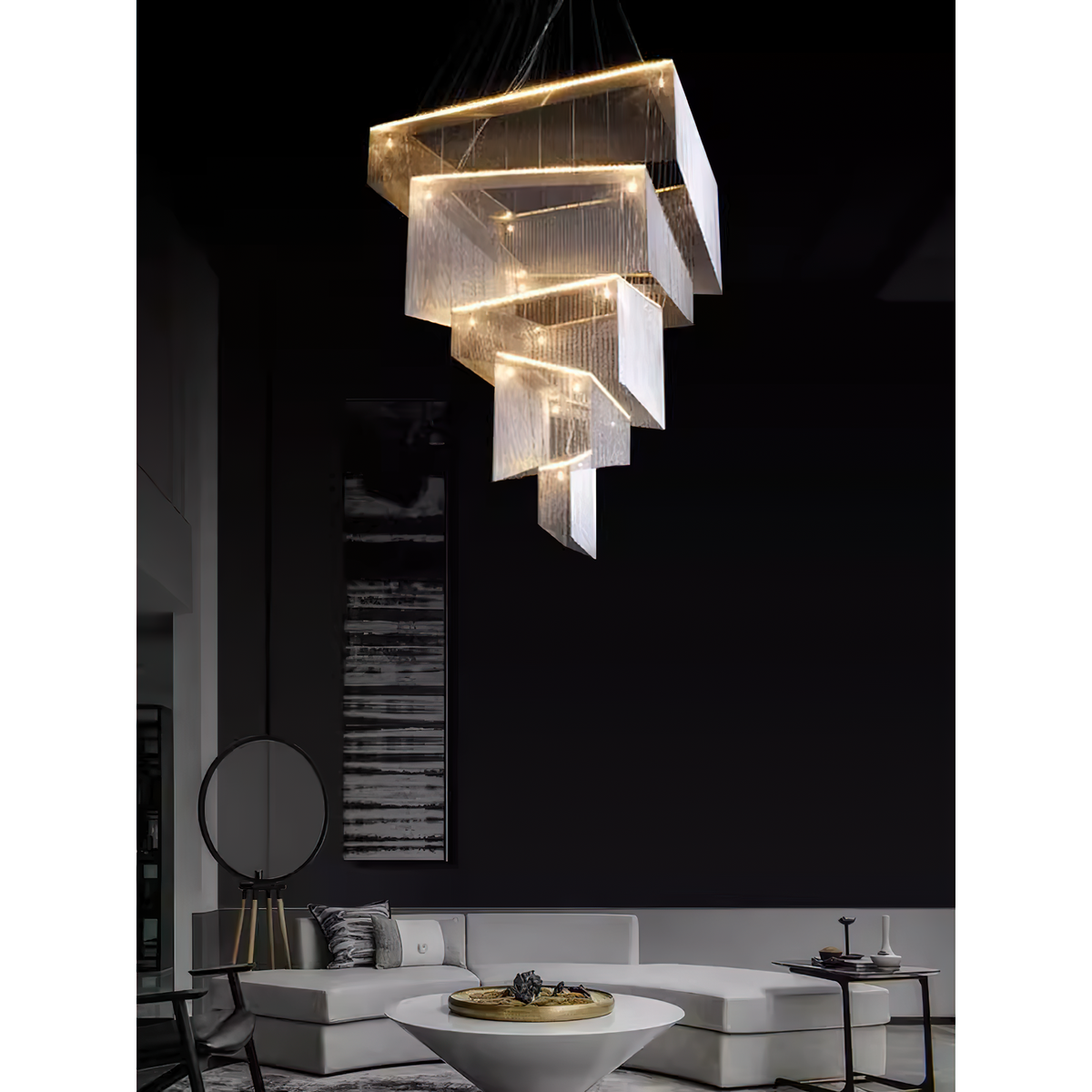 Caeluvyn Postmoderne kroonluchter met ketting en tassel van metaal