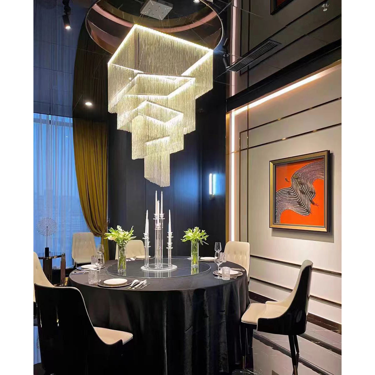 Caeluvyn Postmoderne kroonluchter met ketting en tassel van metaal