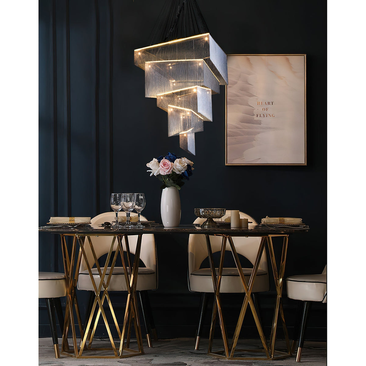 Caeluvyn Postmoderne kroonluchter met ketting en tassel van metaal