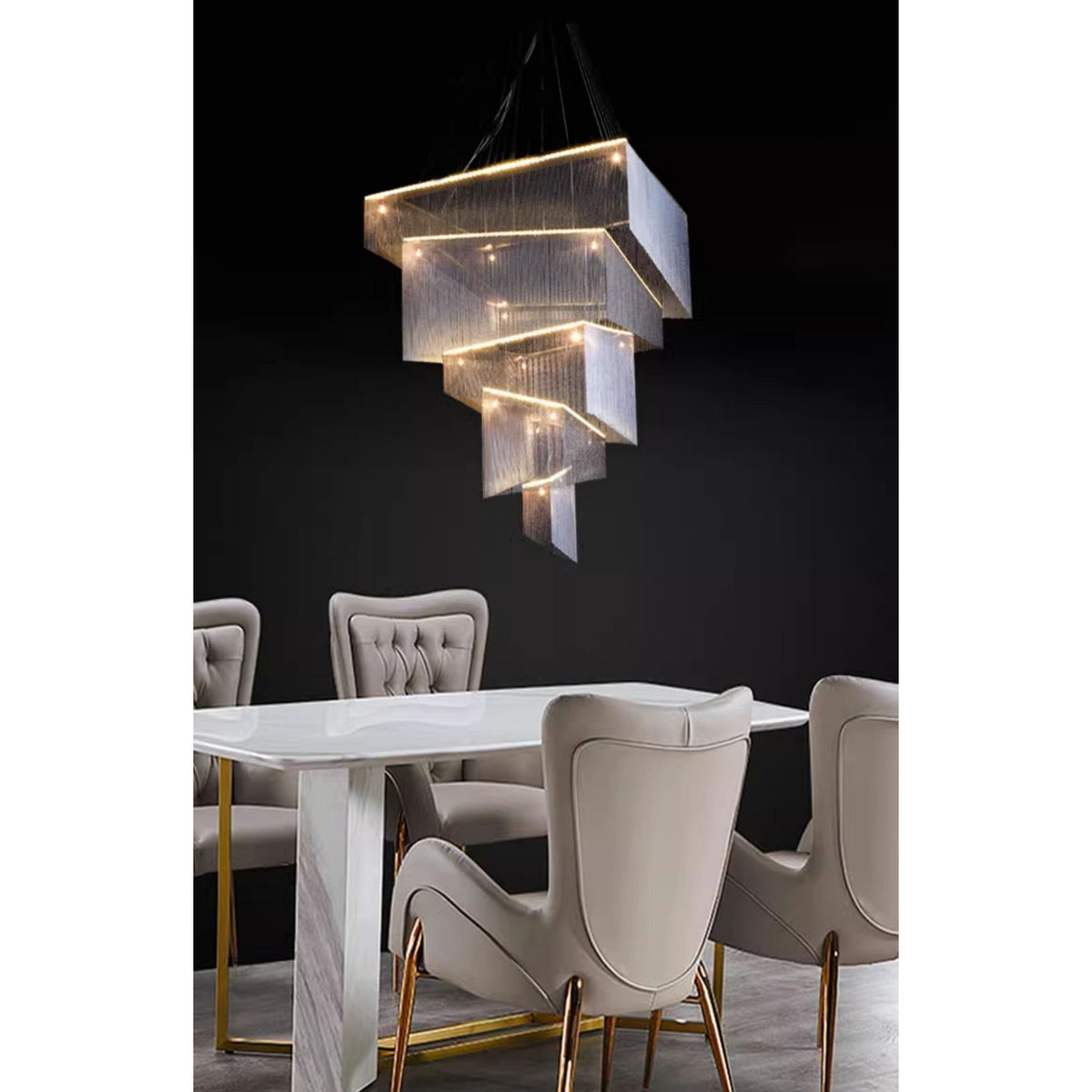 Caeluvyn Postmoderne kroonluchter met ketting en tassel van metaal
