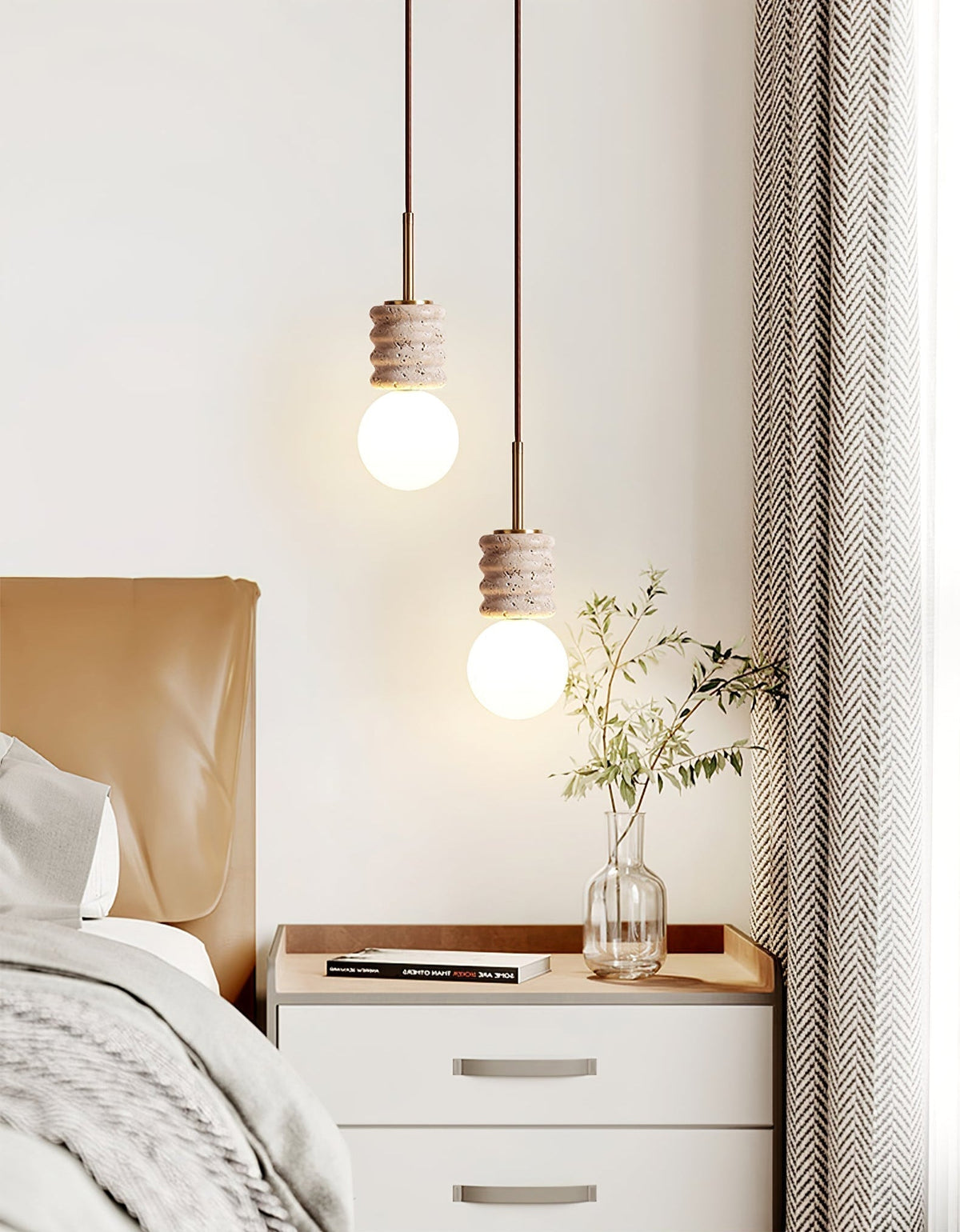 Akls hanglamp van geel travertin