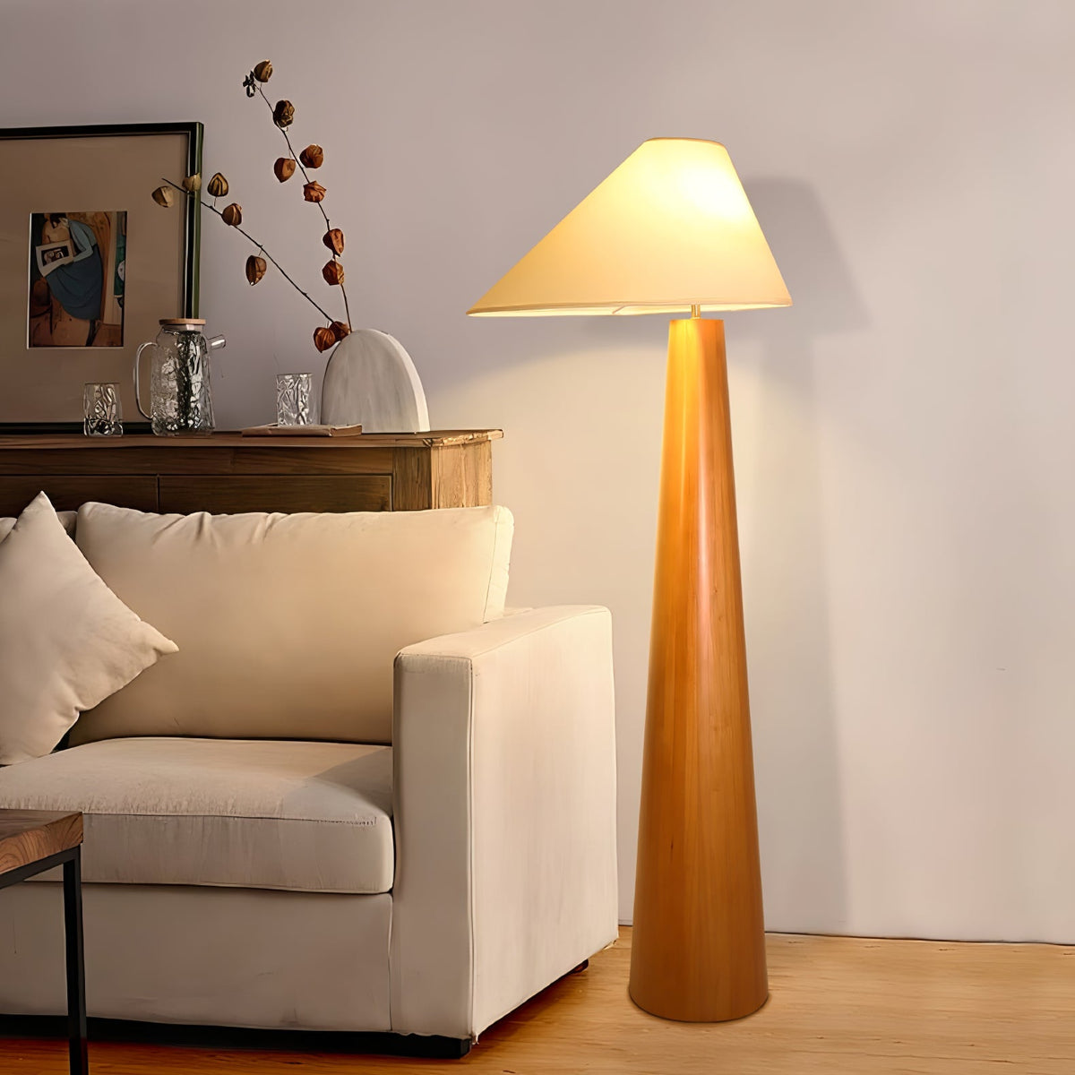 Pinnacle minimalistisch Houten vloerlamp
