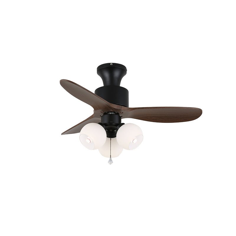 Elvuella Vintage plafondventilator met verlichting van glas en hout