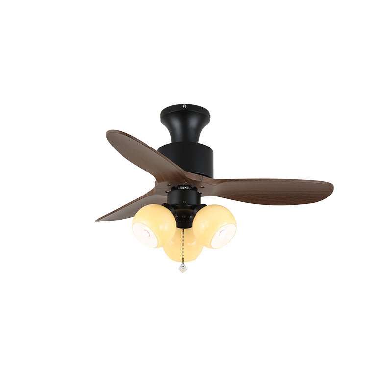Elvuella Vintage plafondventilator met verlichting van glas en hout