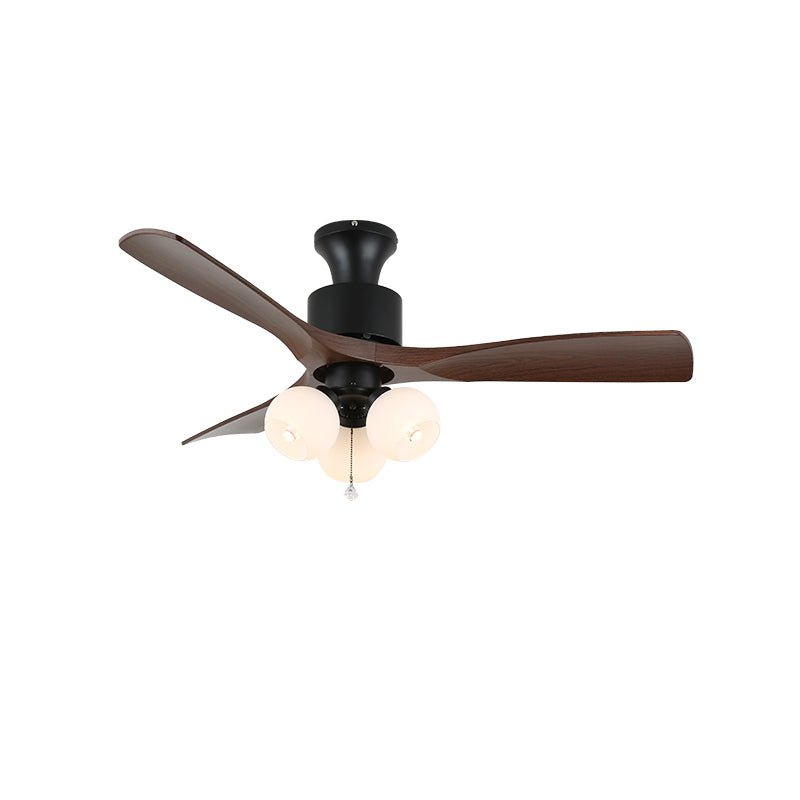 Elvuella Vintage plafondventilator met verlichting van glas en hout