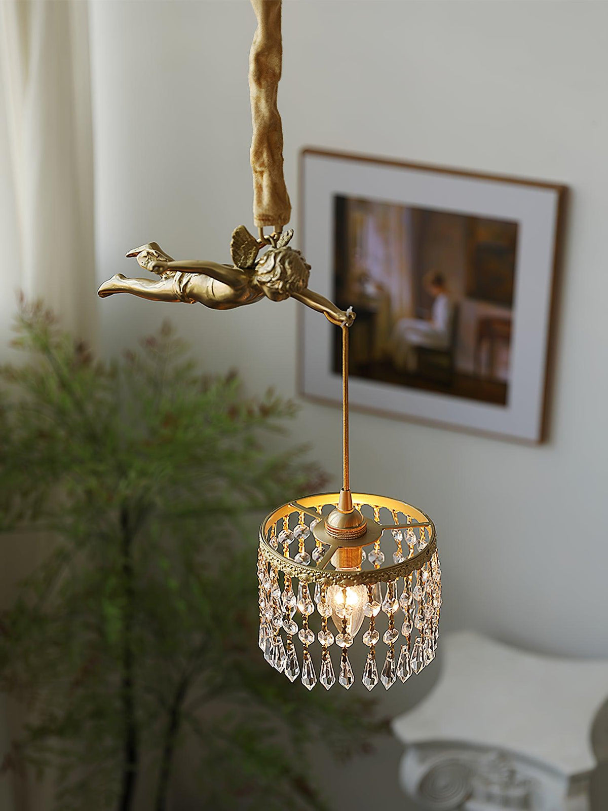 Calytra hanglamp in messing met kristal