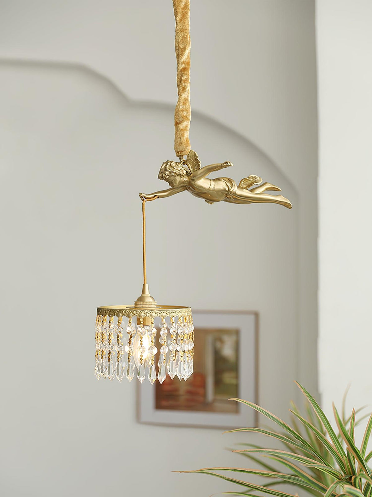 Calytra hanglamp in messing met kristal