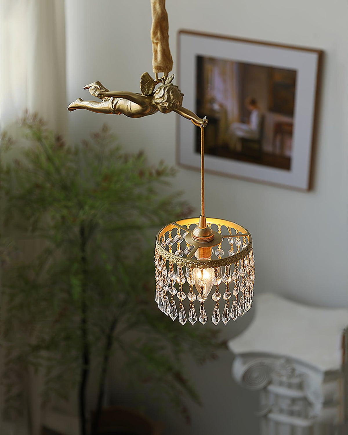 Calytra hanglamp in messing met kristal