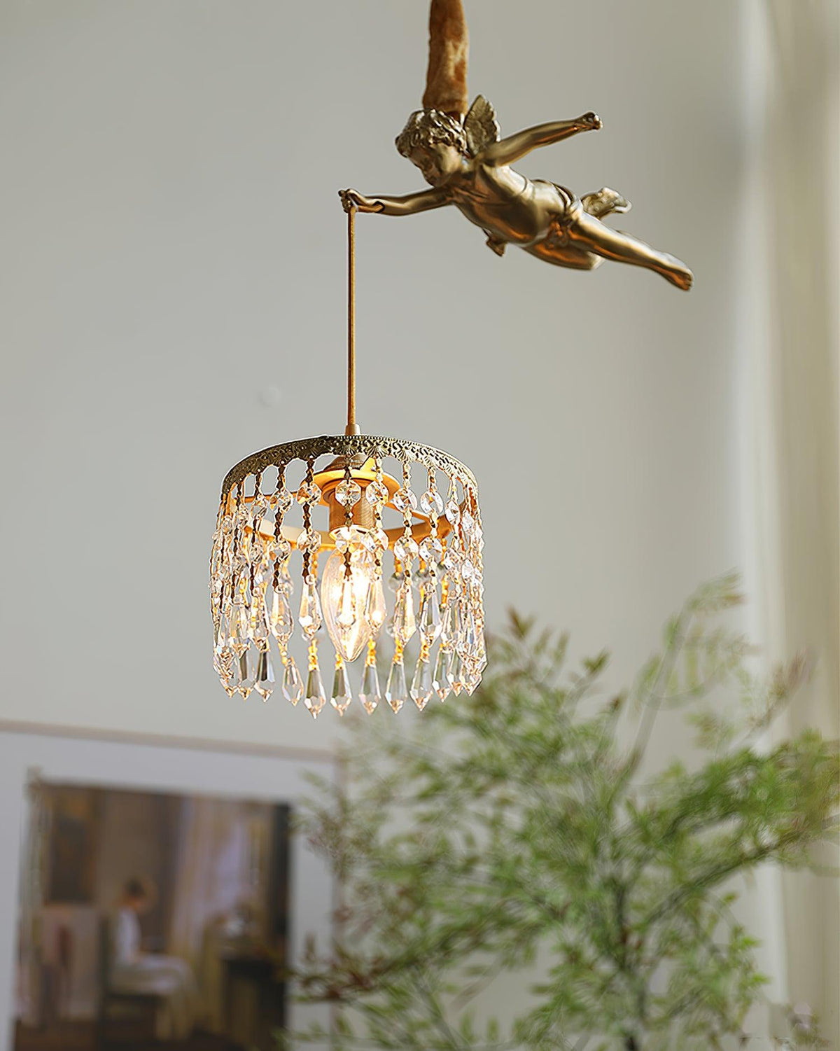 Calytra hanglamp in messing met kristal