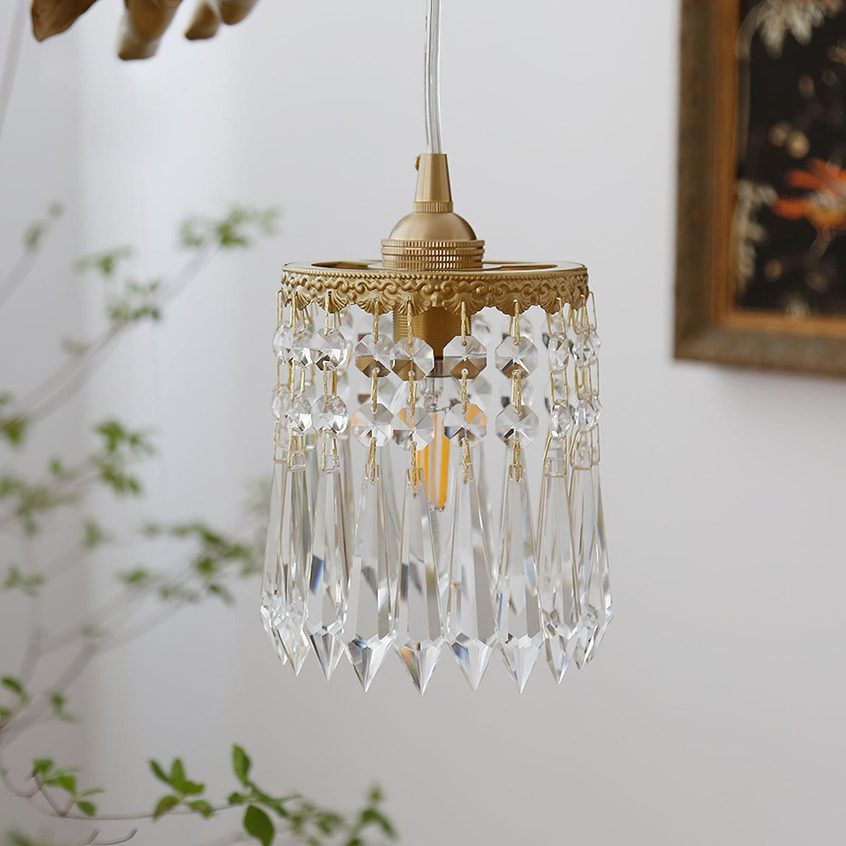 Calytra hanglamp in messing met kristal
