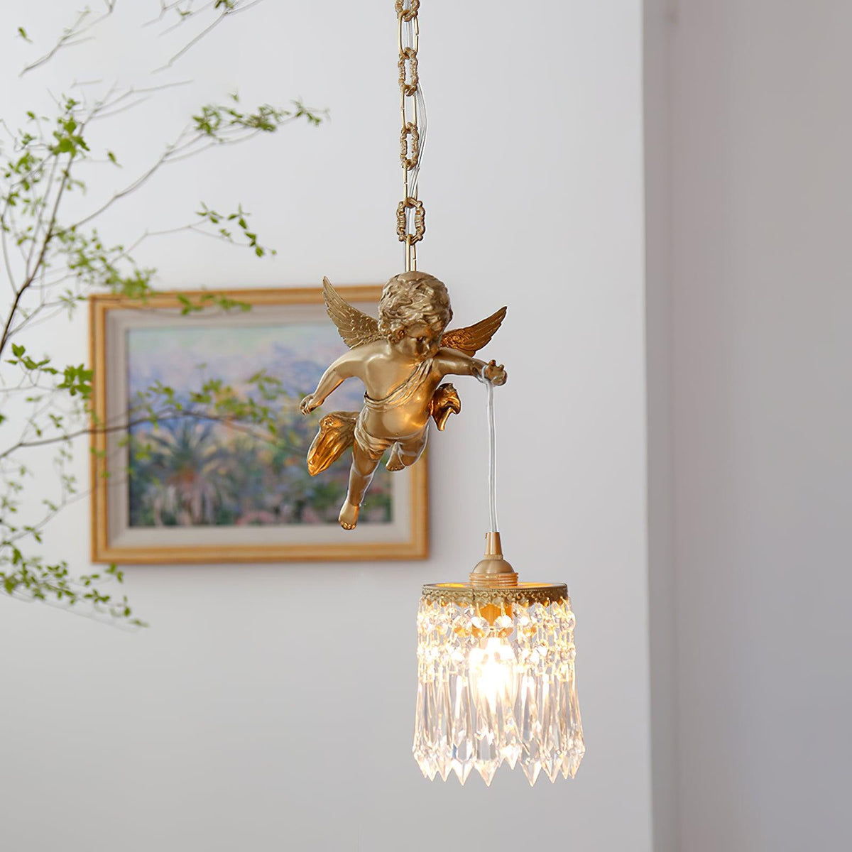 Calytra hanglamp in messing met kristal