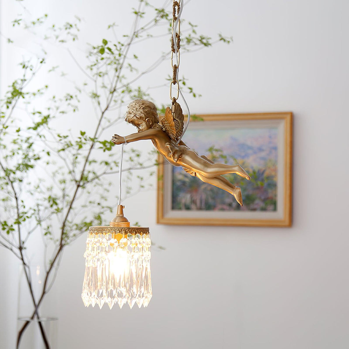 Calytra hanglamp in messing met kristal