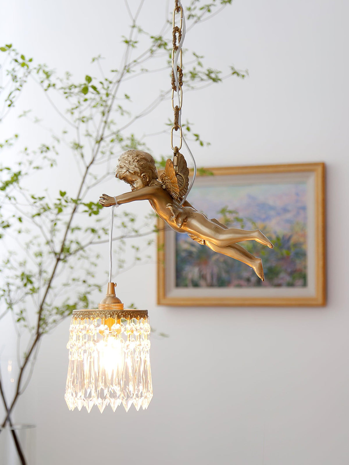 Calytra hanglamp in messing met kristal