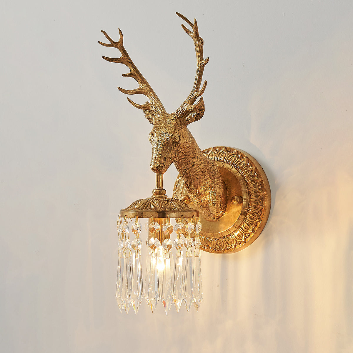 Antler kristallen wandlamp