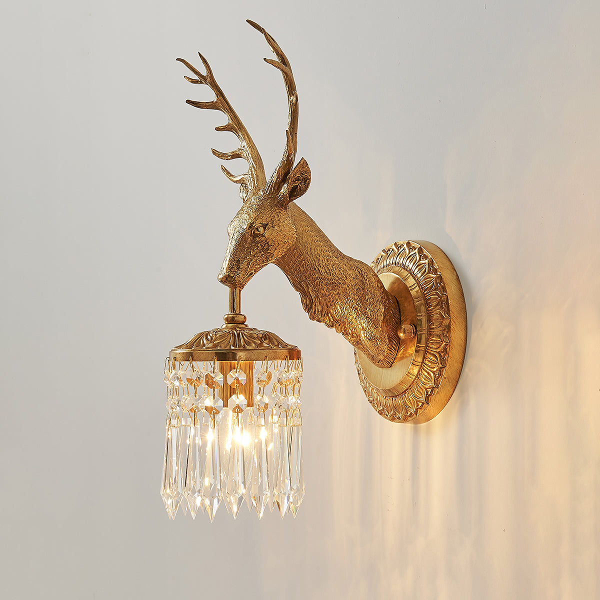 Antler kristallen wandlamp