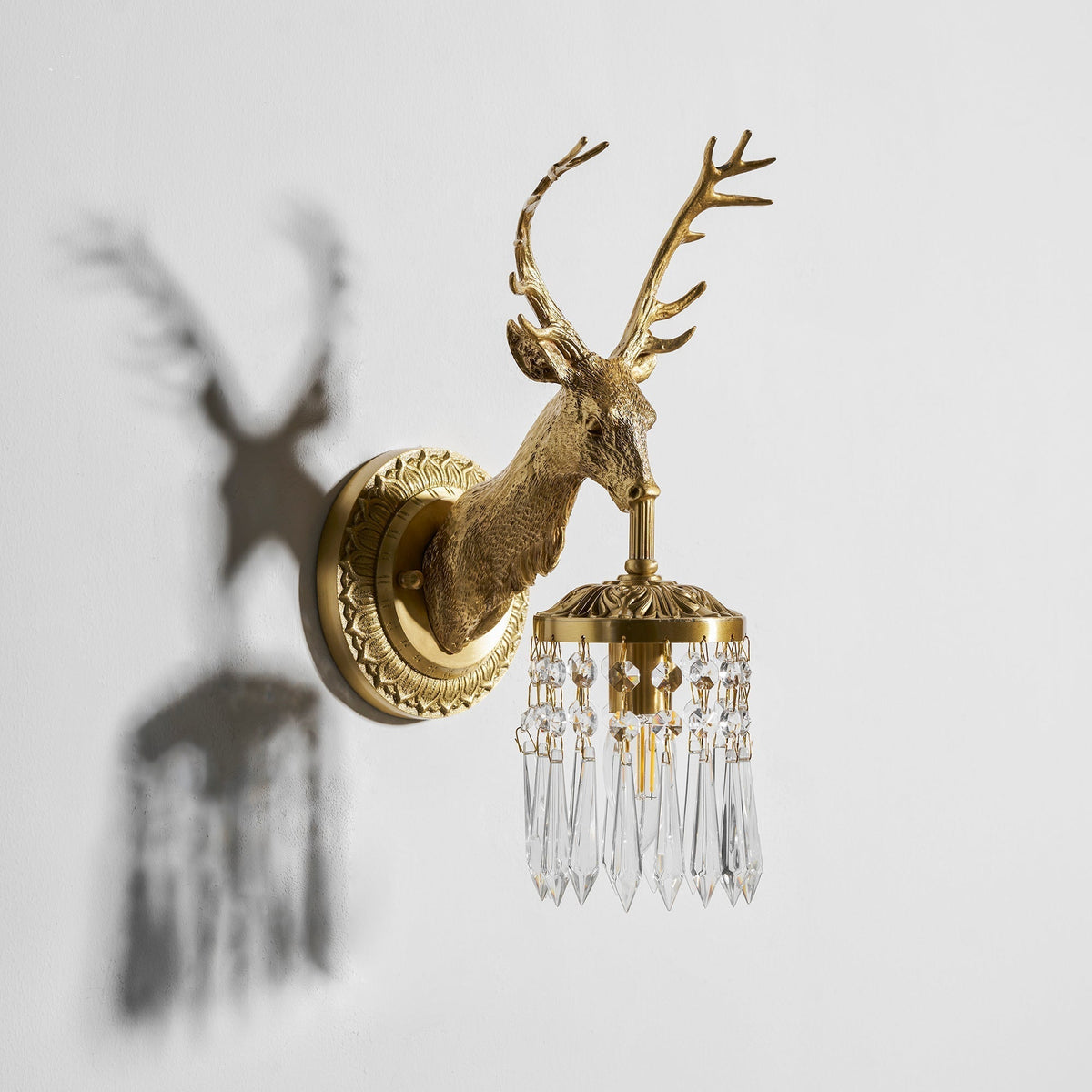 Antler kristallen wandlamp