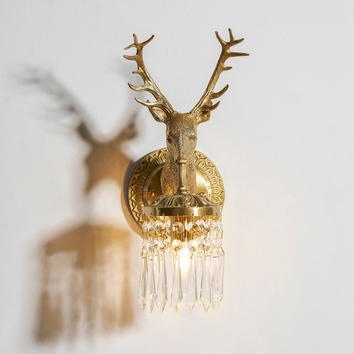 Antler kristallen wandlamp
