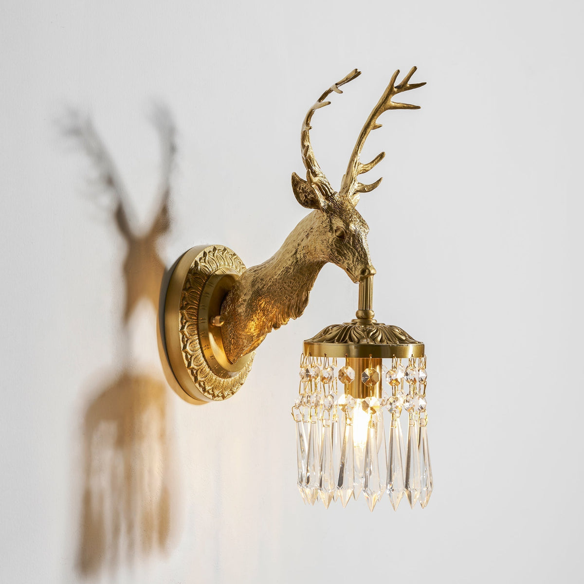 Antler kristallen wandlamp
