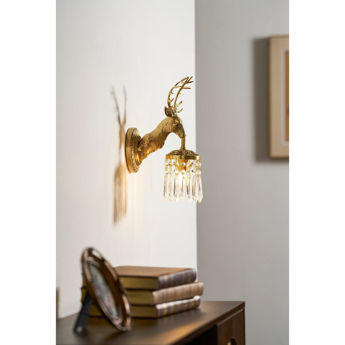 Antler kristallen wandlamp