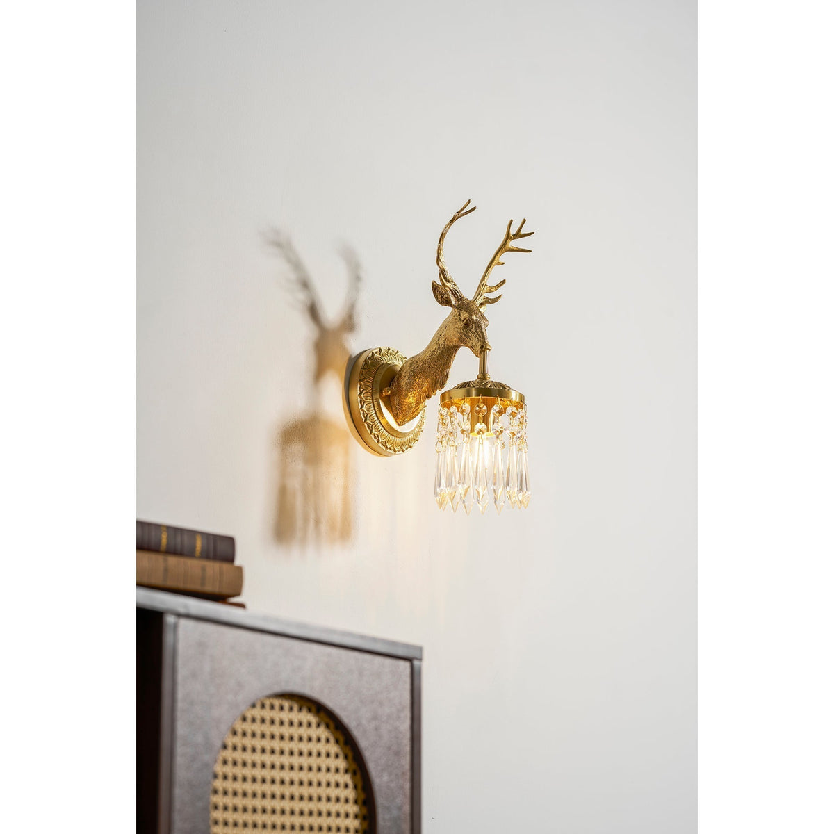 Antler kristallen wandlamp