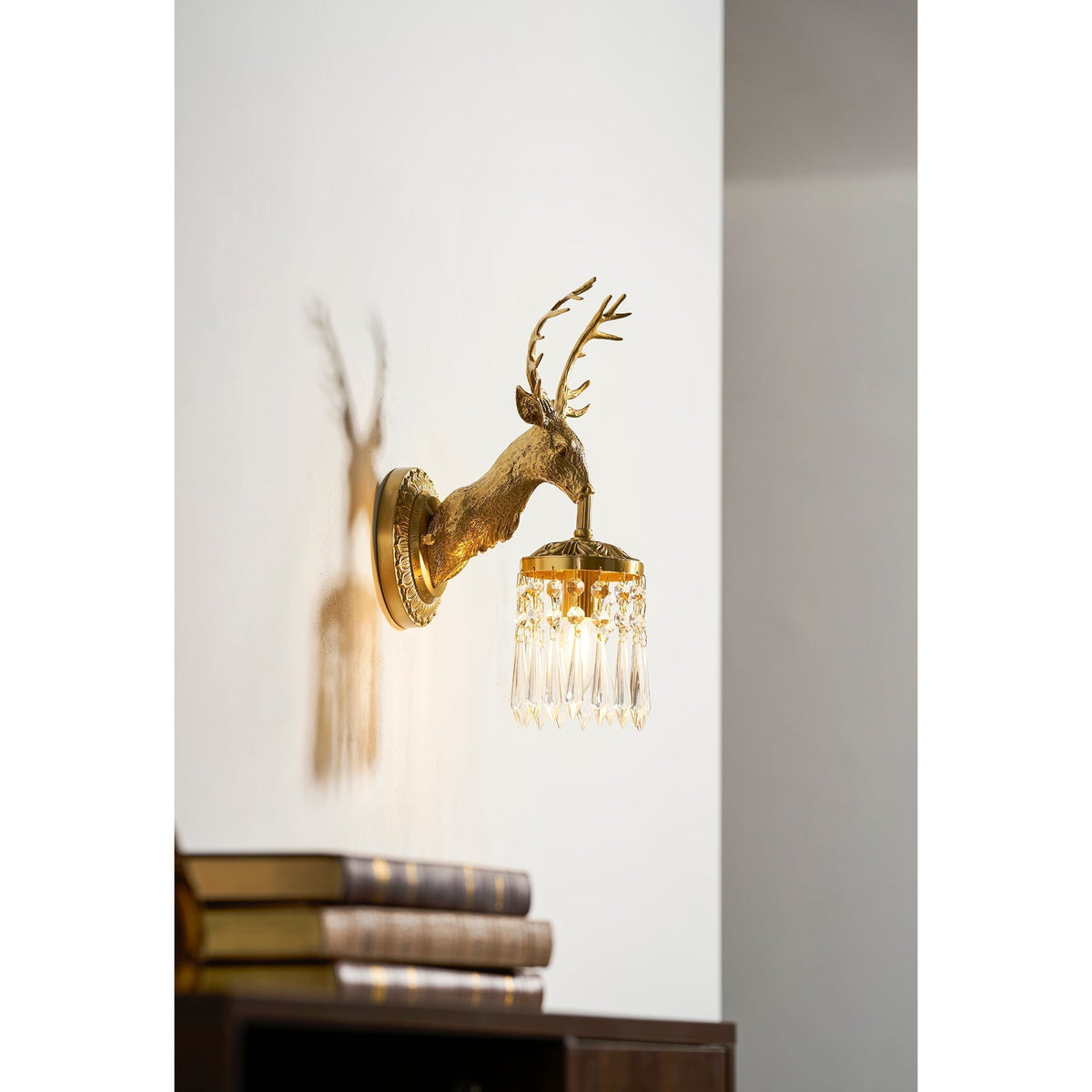 Antler kristallen wandlamp