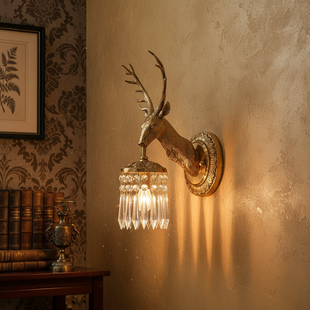 Antler kristallen wandlamp