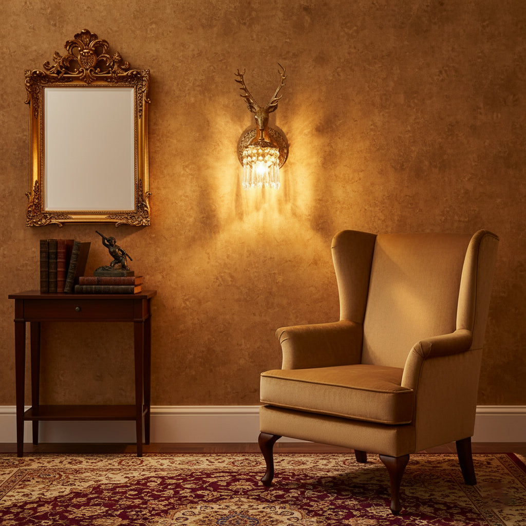 Antler kristallen wandlamp