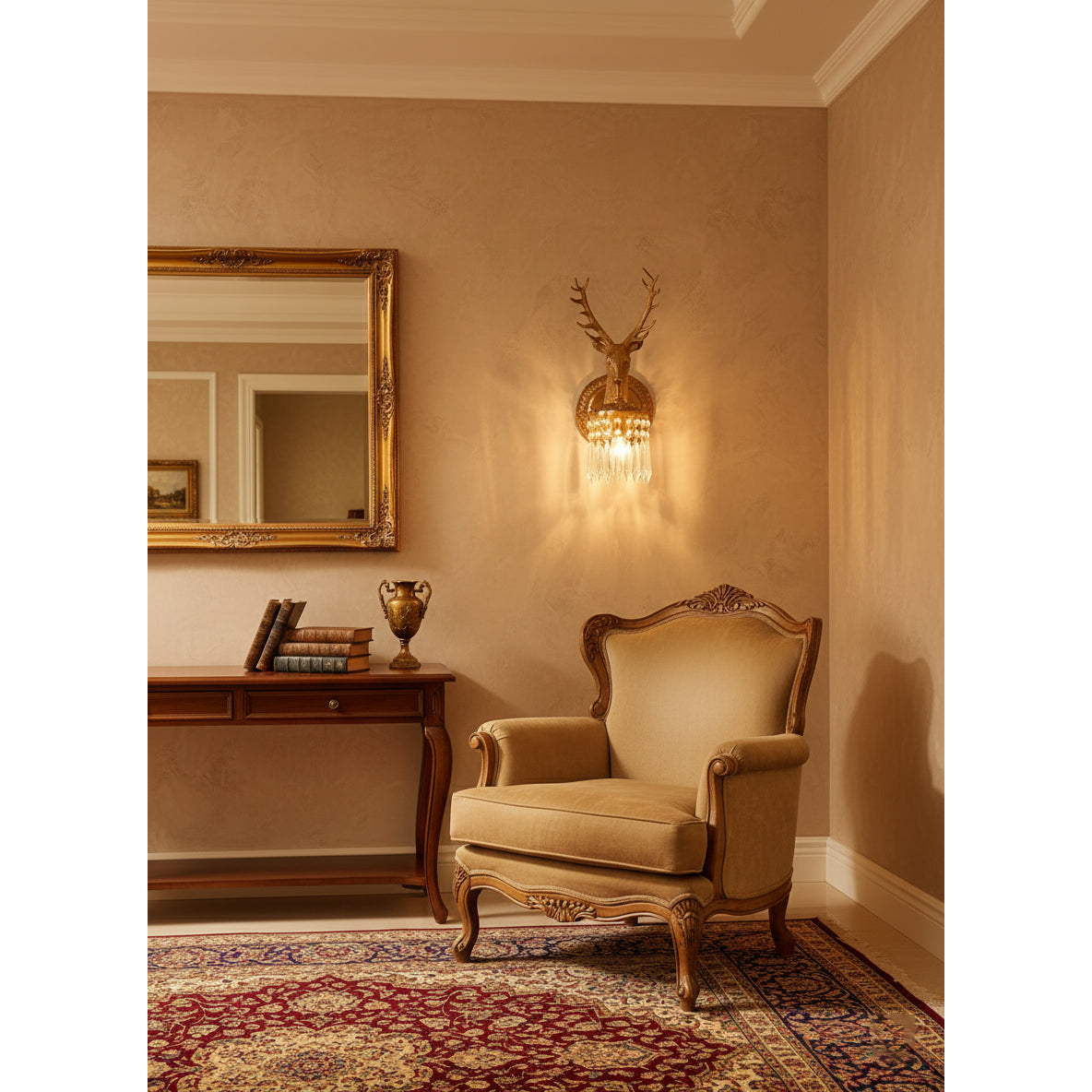 Antler kristallen wandlamp