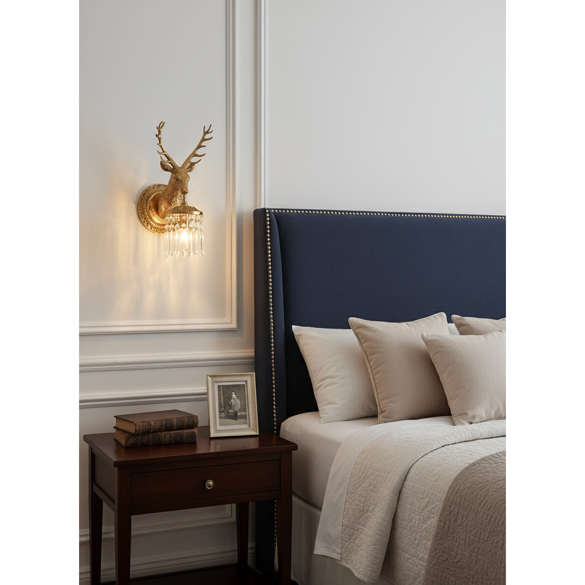 Antler kristallen wandlamp