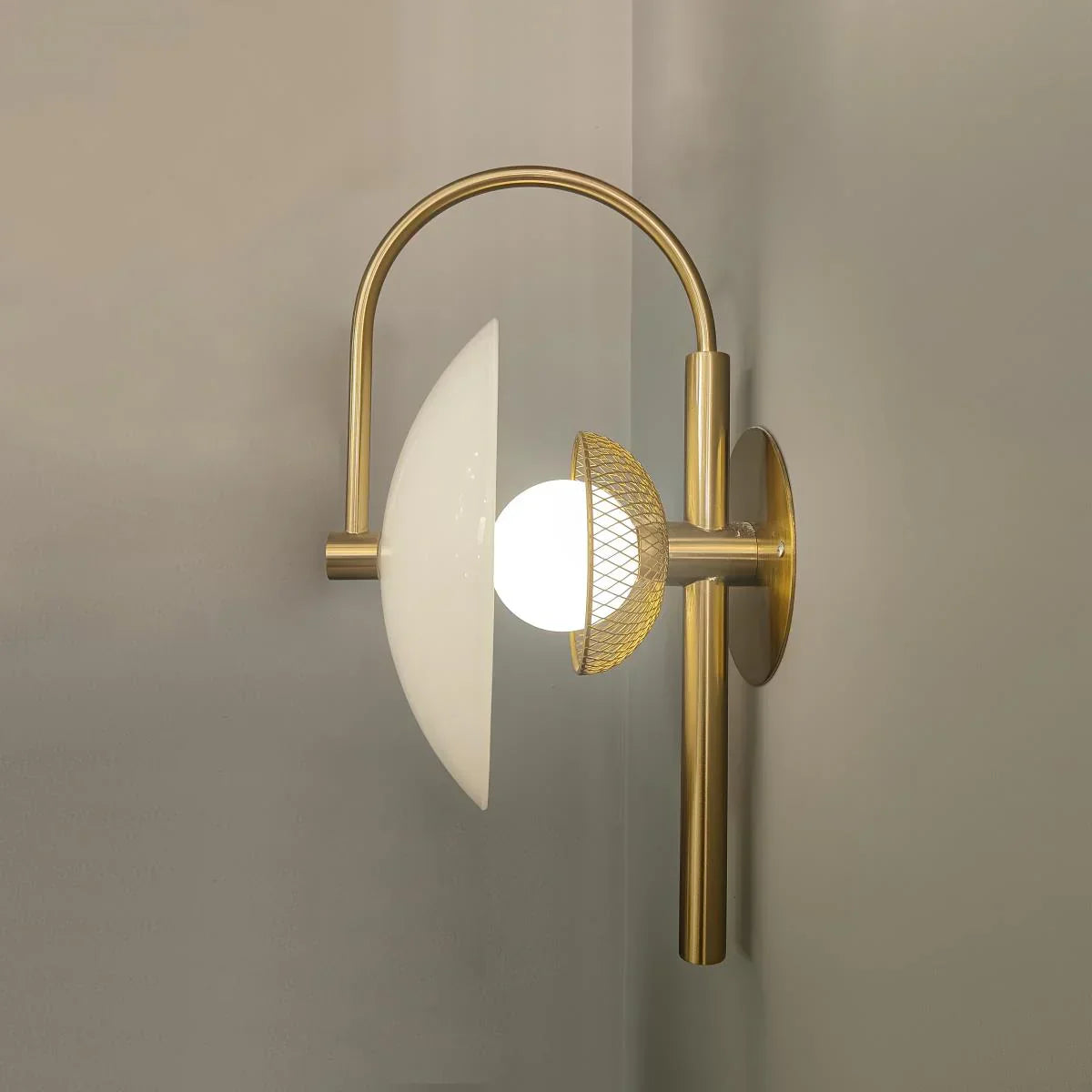 Elif Modern Zwart Goud Metaal Glas Wandlamp Eetkamer Slaapkamer