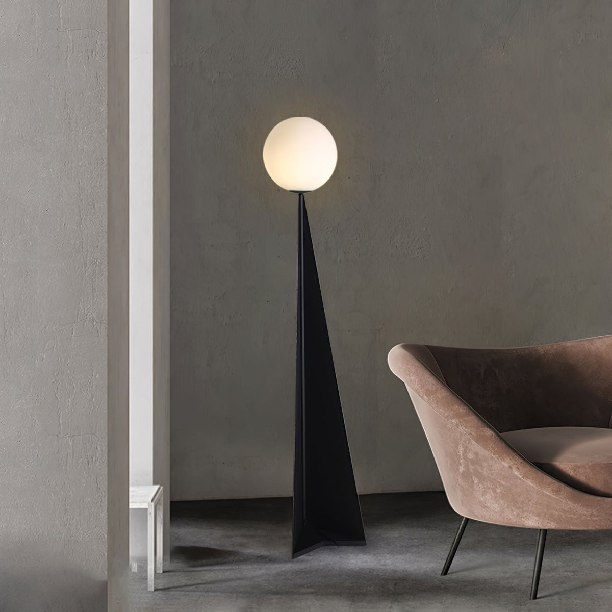 Vertex Minimalistische vloerlamp met bolvormige kap