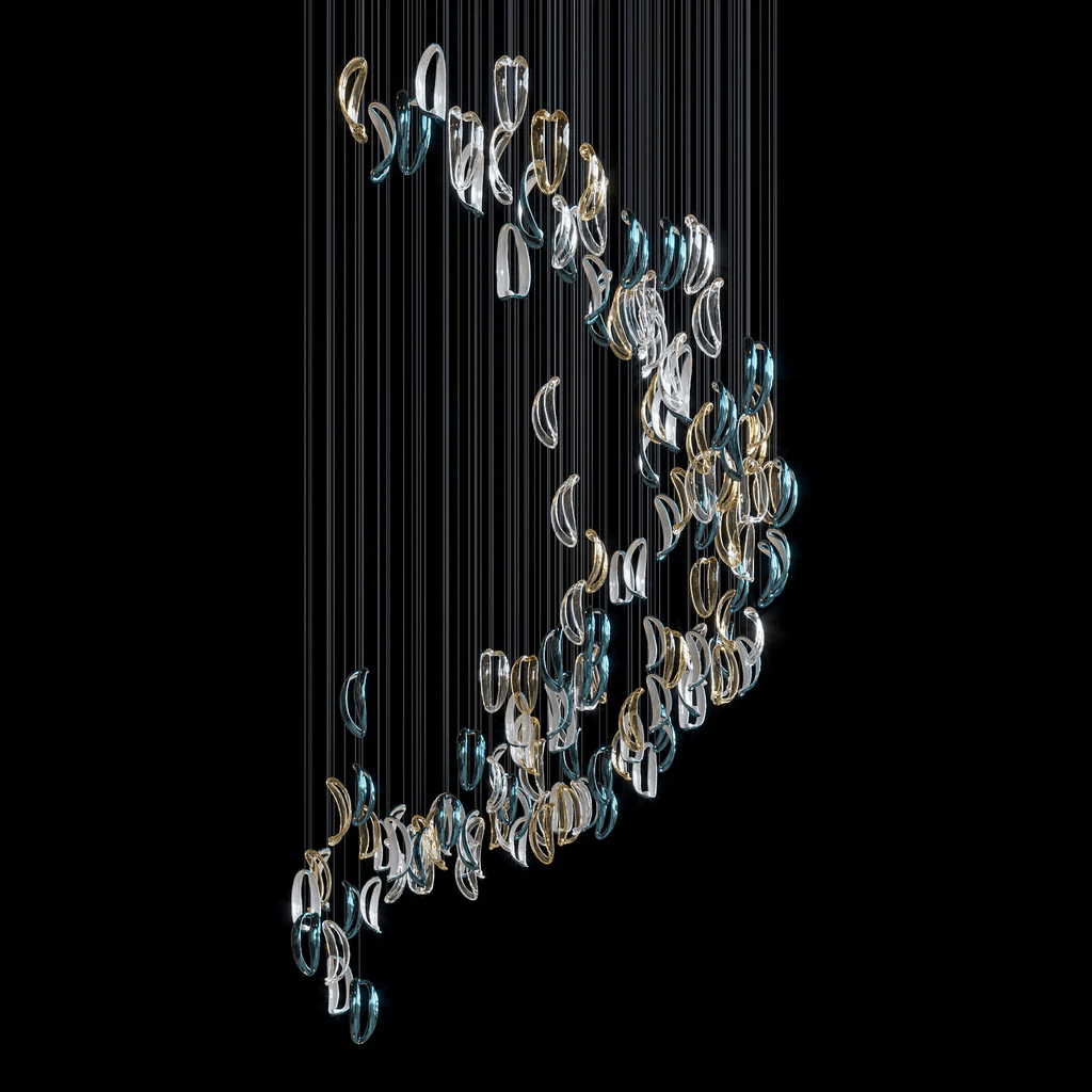 AquaFlux Grand Cascade Ripple glas Art Customize Kroonluchter