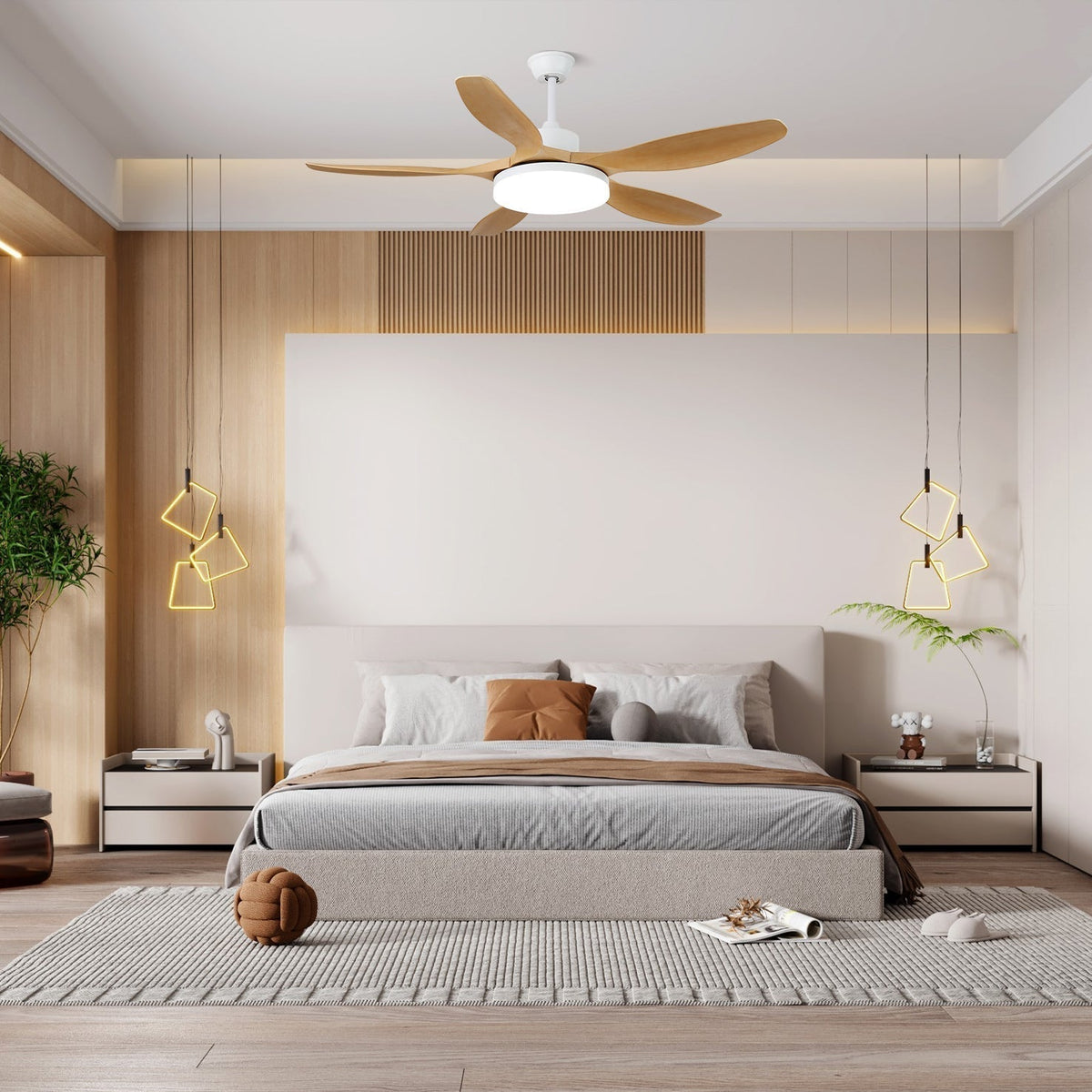 Arysen minimalistisch houten plafondventilator met verlichting