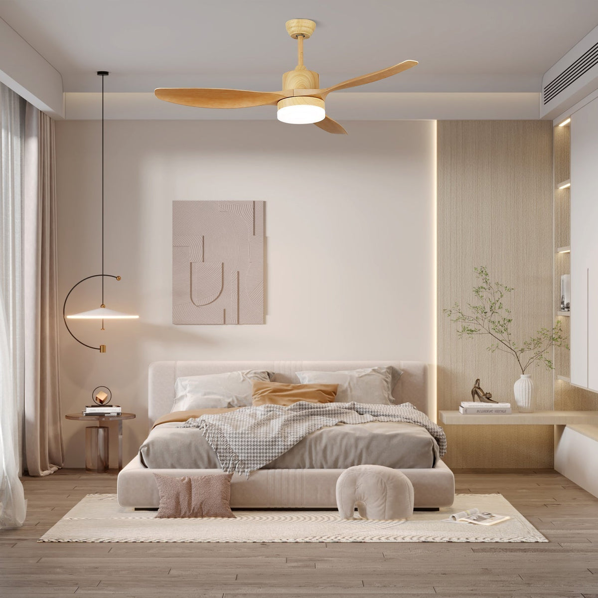 Arysen minimalistisch houten plafondventilator met verlichting