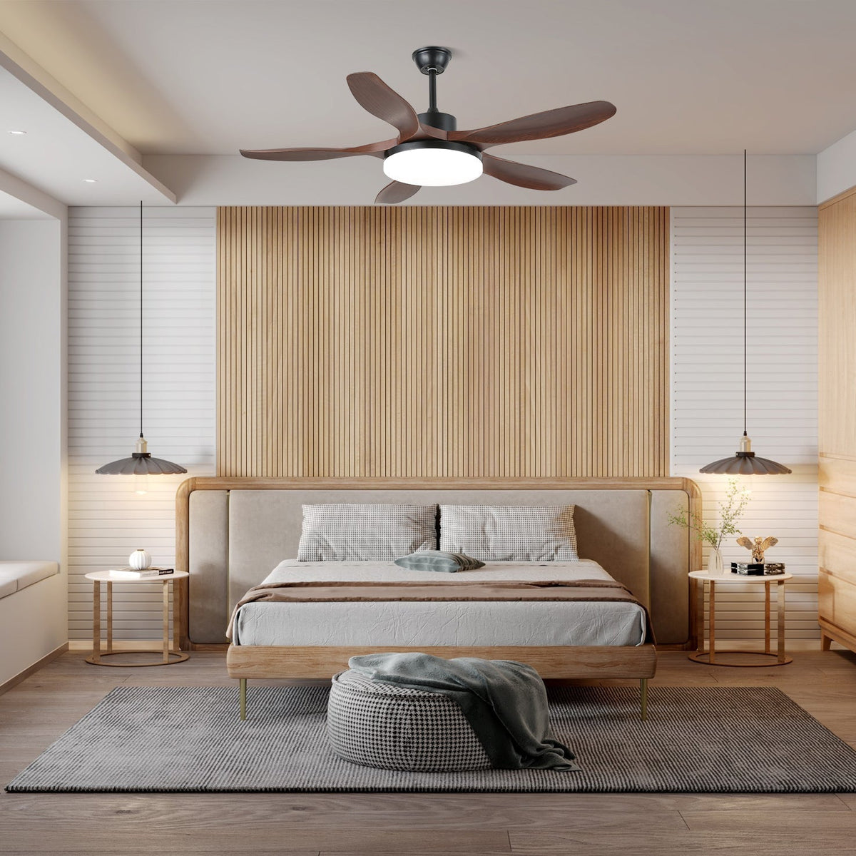 Arysen minimalistisch houten plafondventilator met verlichting