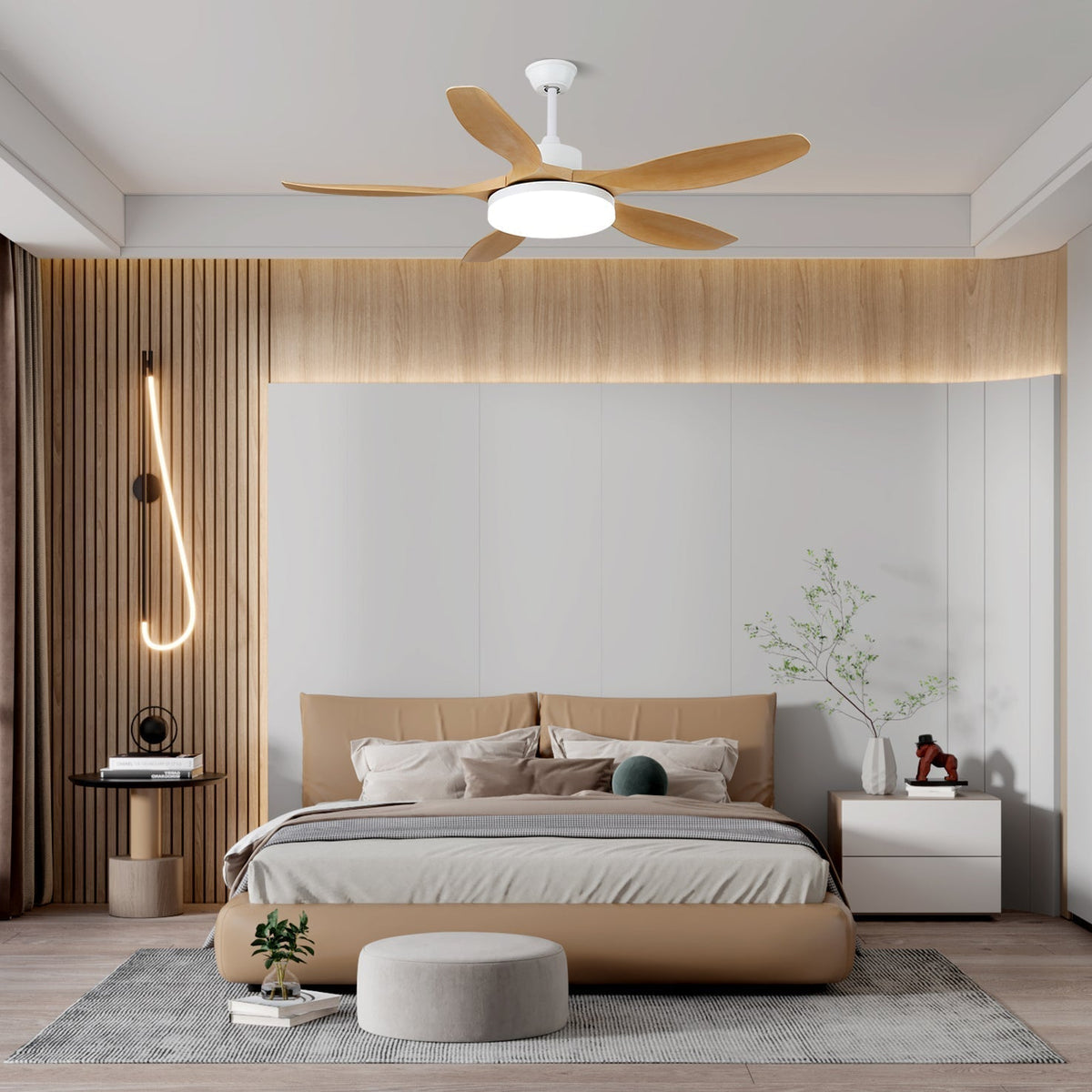 Arysen minimalistisch houten plafondventilator met verlichting