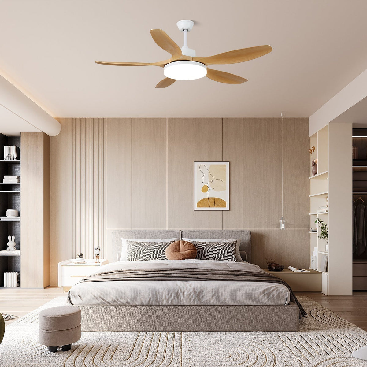 Arysen minimalistisch houten plafondventilator met verlichting