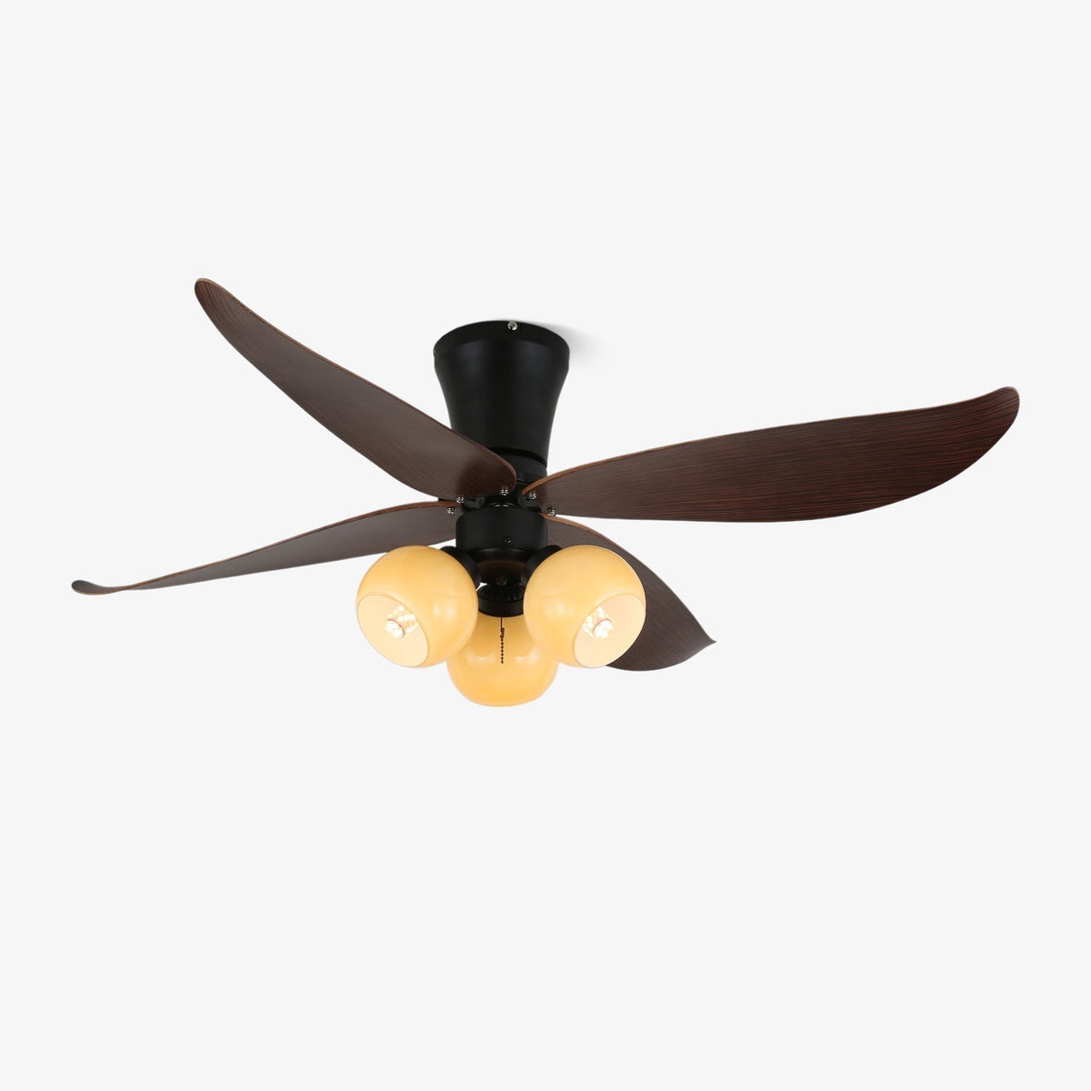 Lunair Vintage plafondventilator met verlichting van walnoothout en glas