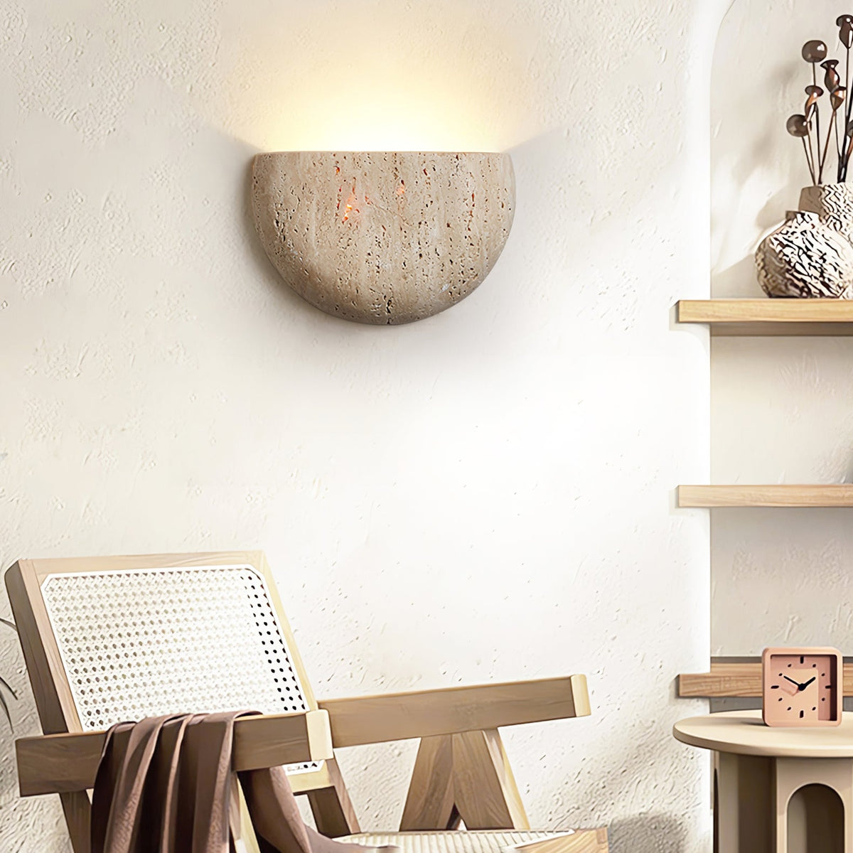 Armarel Half Moon travertin wandlamp