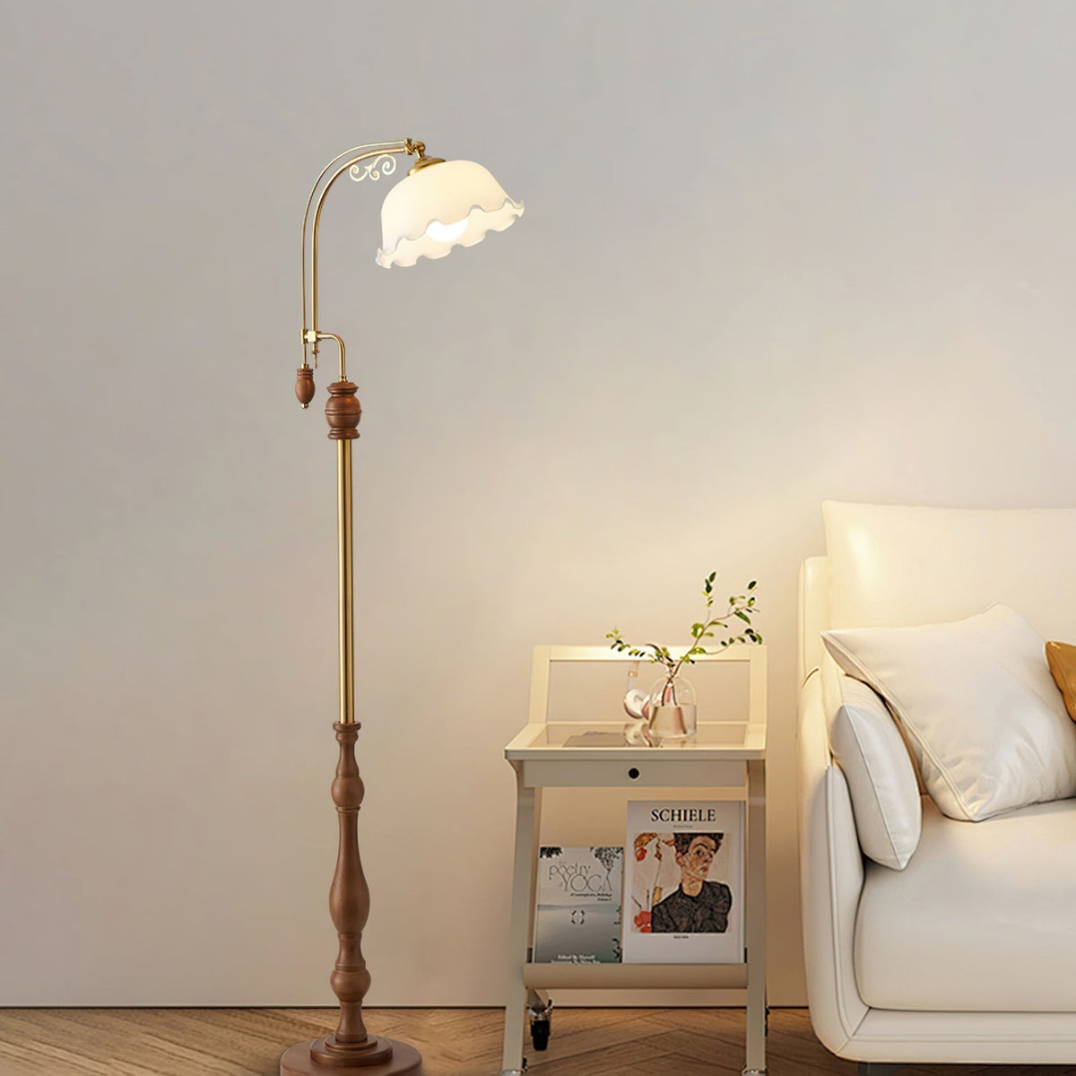 Darisel Vintage houten vloerlamp
