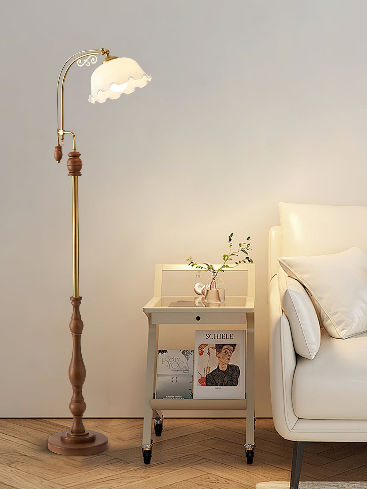 Darisel Vintage houten vloerlamp