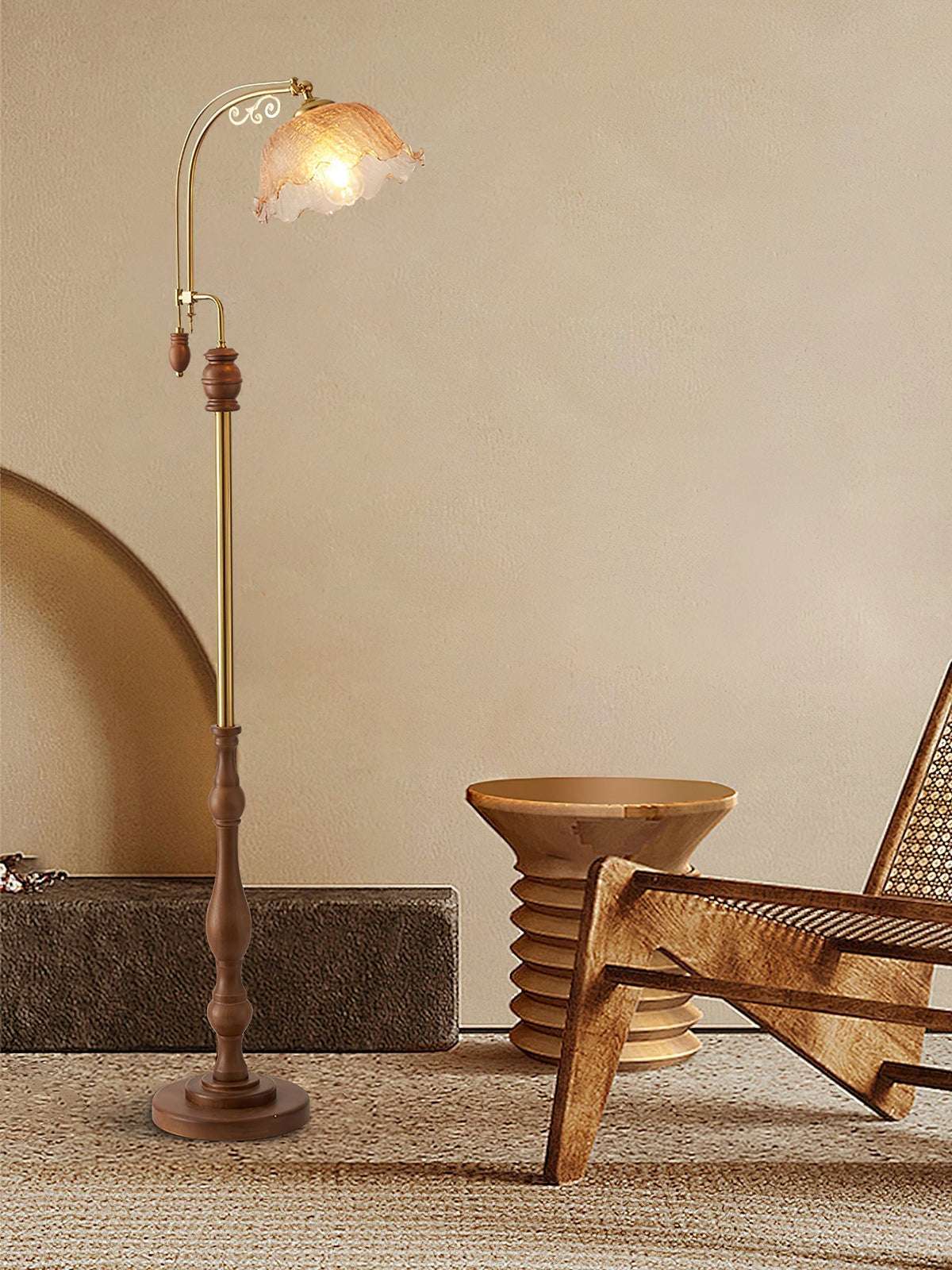 Darisel Vintage houten vloerlamp