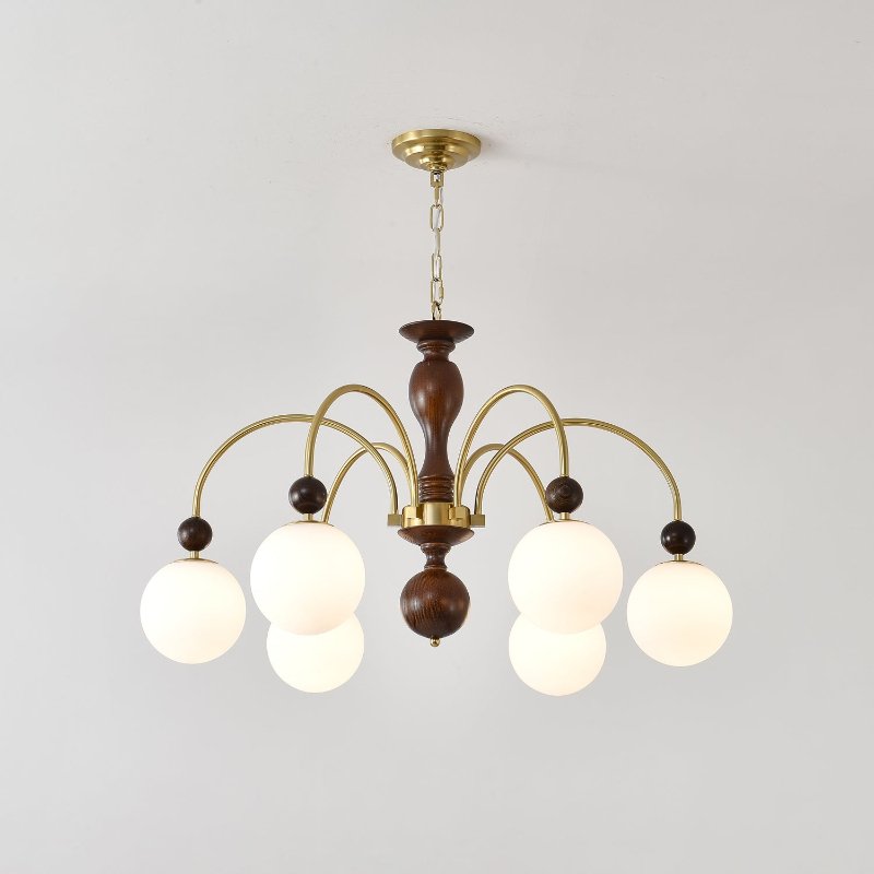Sylenise hanglamp walnoot messing bollen vintage