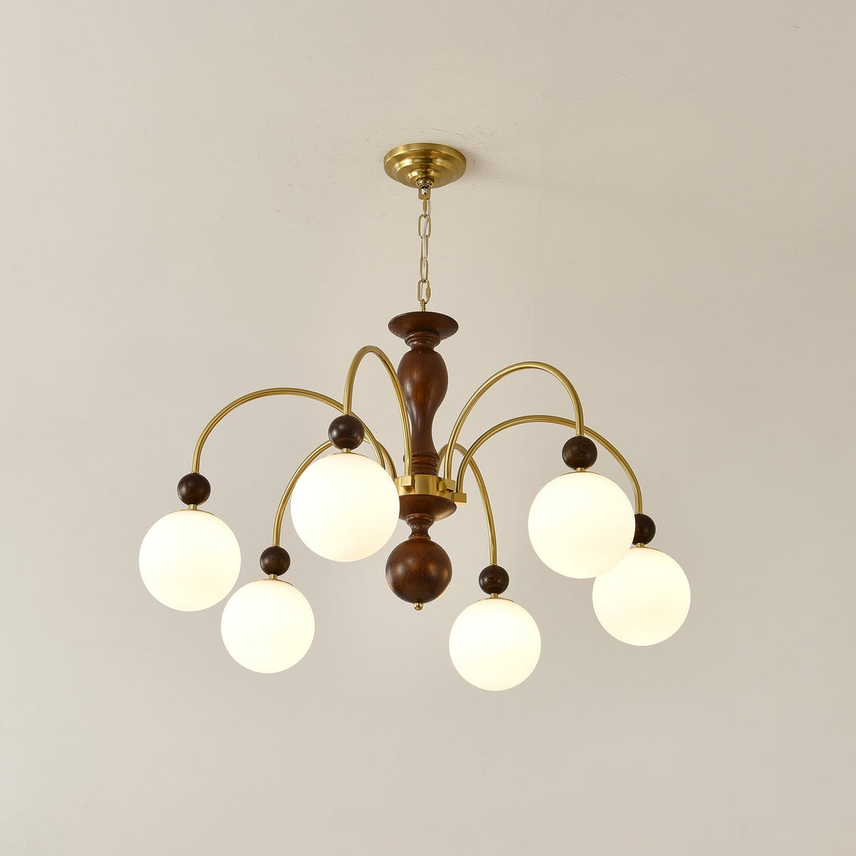 Sylenise hanglamp walnoot messing bollen vintage