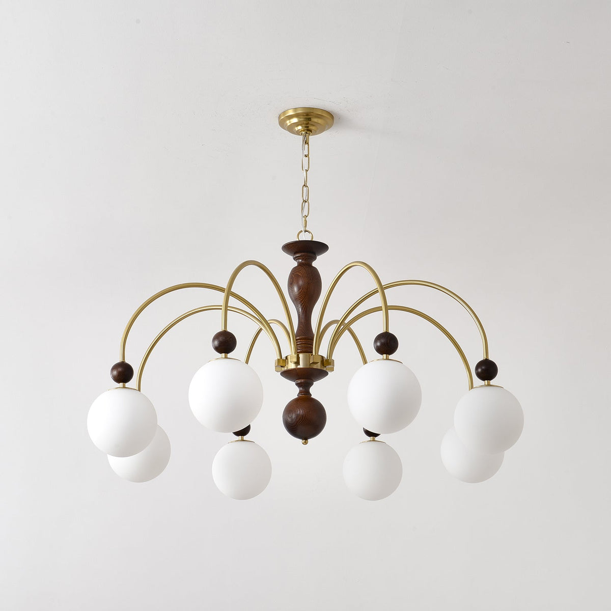 Sylenise hanglamp walnoot messing bollen vintage
