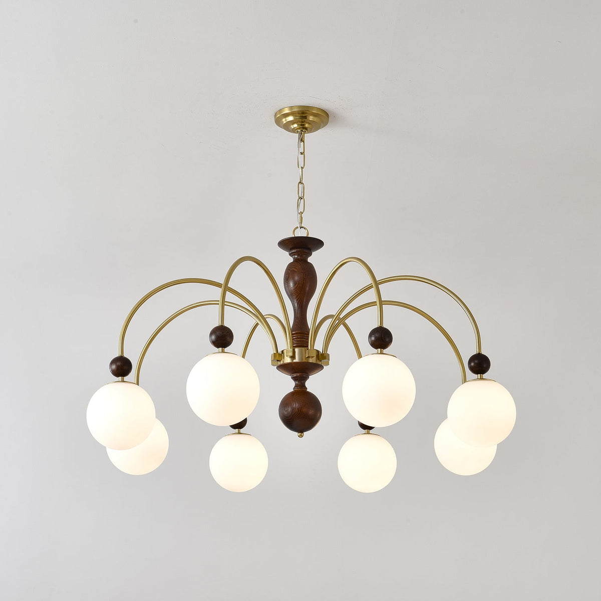 Sylenise hanglamp walnoot messing bollen vintage