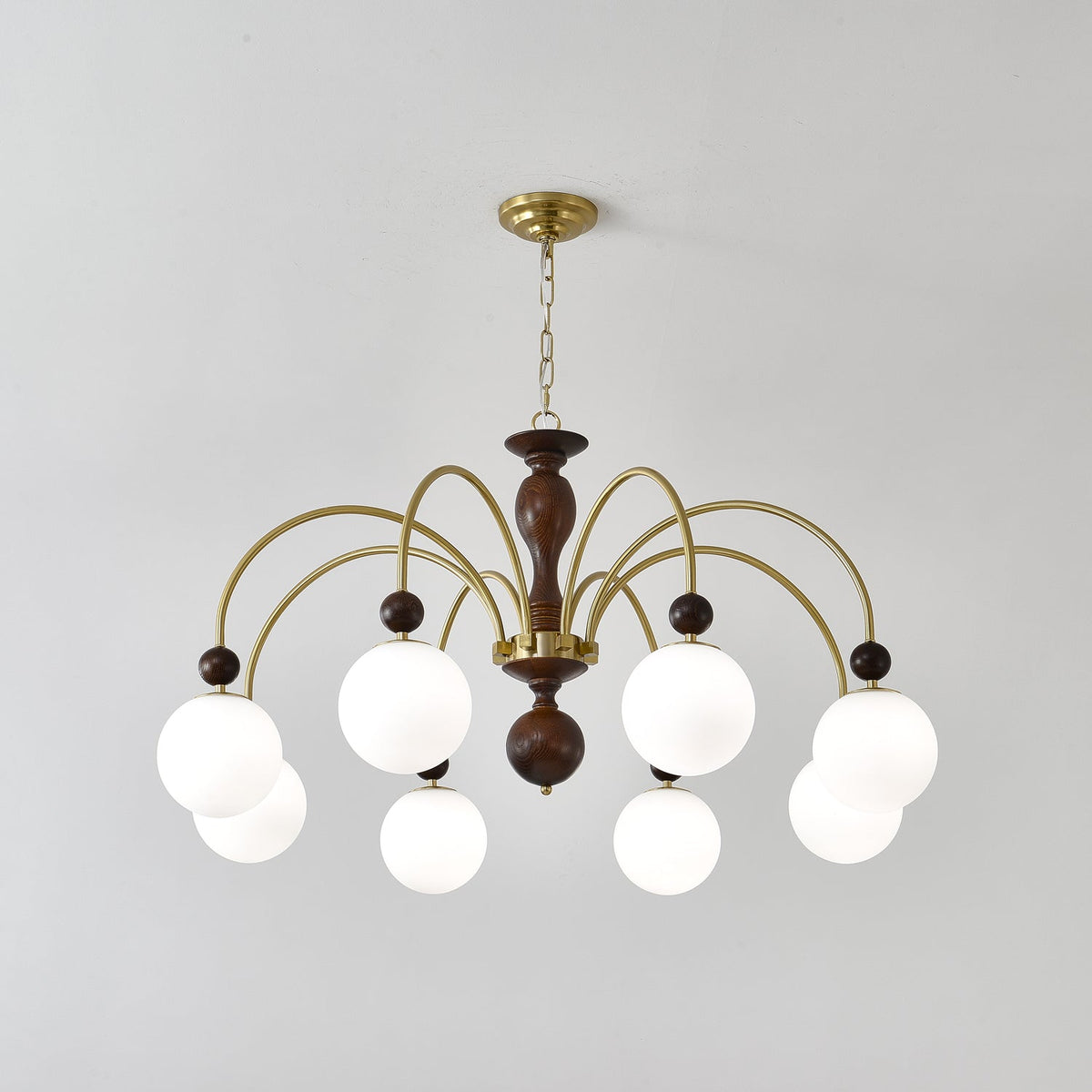 Sylenise hanglamp walnoot messing bollen vintage