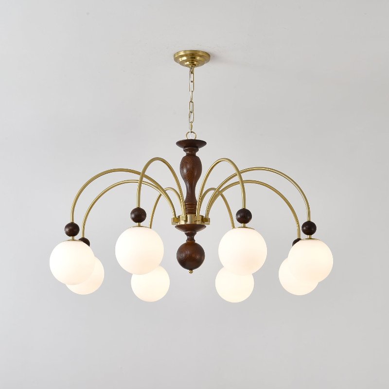 Sylenise hanglamp walnoot messing bollen vintage